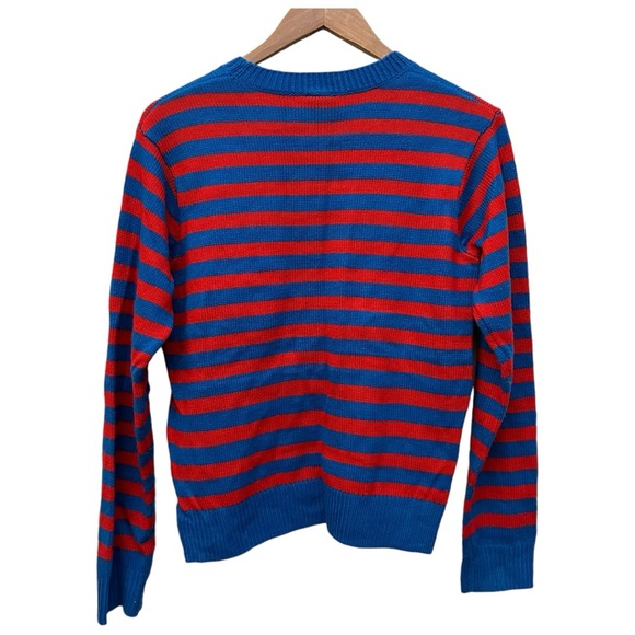 Disney x Forever 21 Vintage Style Donald Duck Sweater Sz Medium Blue Red stripe - Picture 2 of 8